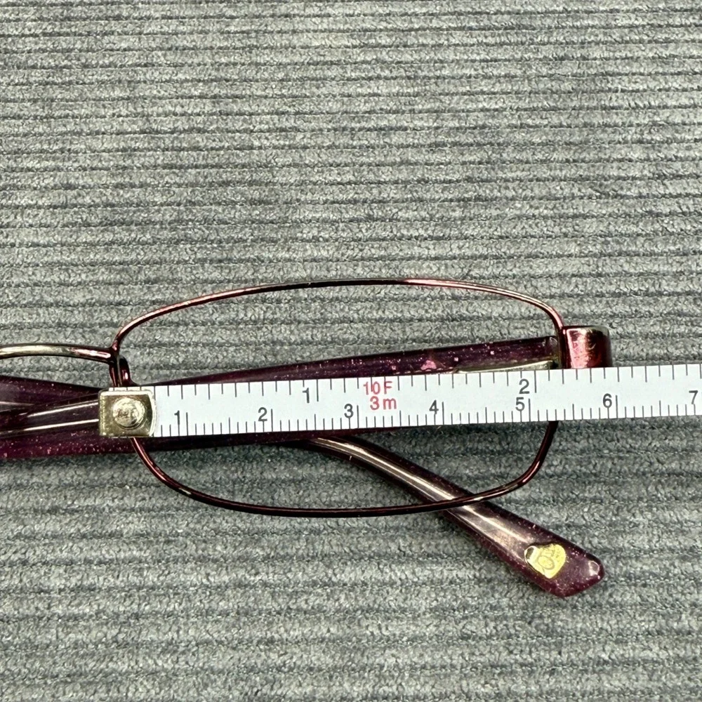 Bebe Burgundy Metal Rectangular Y2K Eyeglasses Purple Crystal Embellished Frames